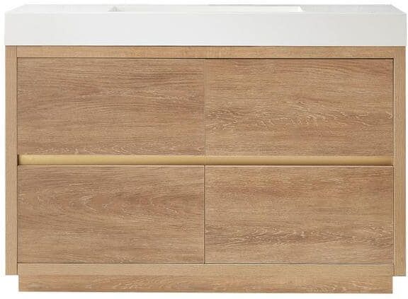 ROSWELL Palencia 48 in. W x 20 in. D x 33.9 in. H Bath Vanity in North American Oak with White Composite Integral Sink and Top