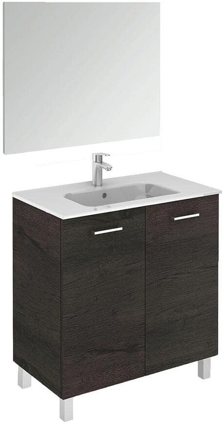 WS Bath Collections Logic 31.5 in. W x 18.0 in. D x 33.0 in. H Bath Vanity in Wenge with Ceramic Vanity Top in White with Mirror