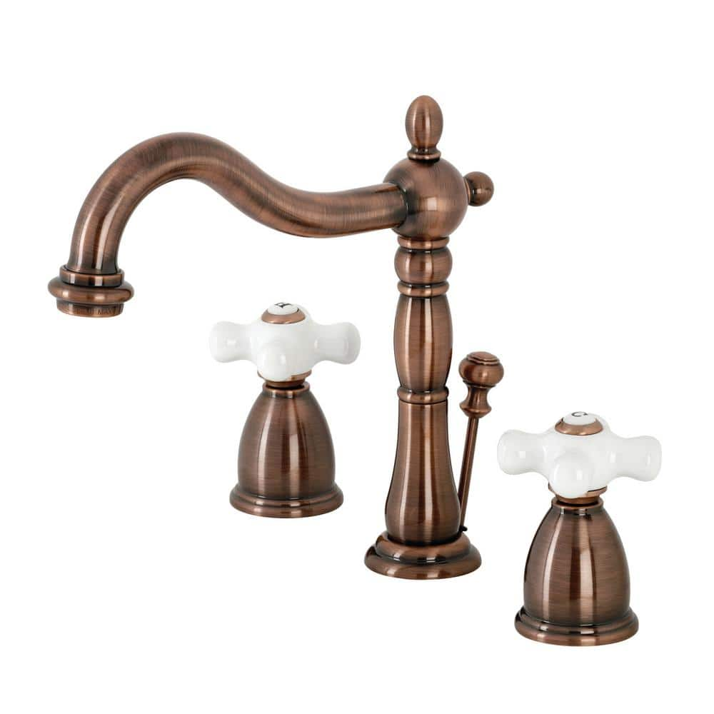 Kingston Heritage 8 in. Widespread 2-Handle Bathroom Faucet in Antique Copper