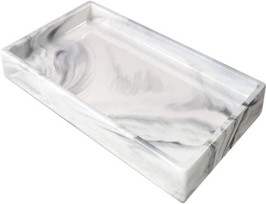 Dracelo White Vanity Tray, Marble Decor Ceramic Jewelry Dish Bathroom Vanity Organizer