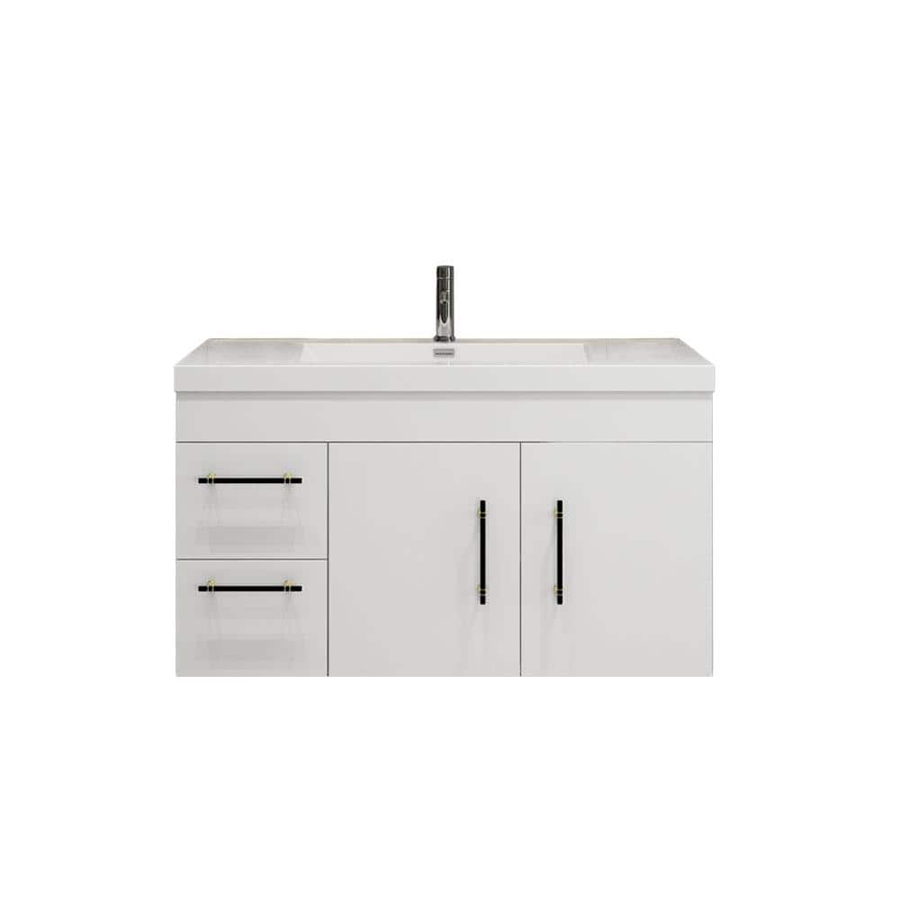Moreno Bath Elsa 42 in. W Bath Vanity in High Gloss Gray with Reinforced Acrylic Vanity Top in White with White Basin