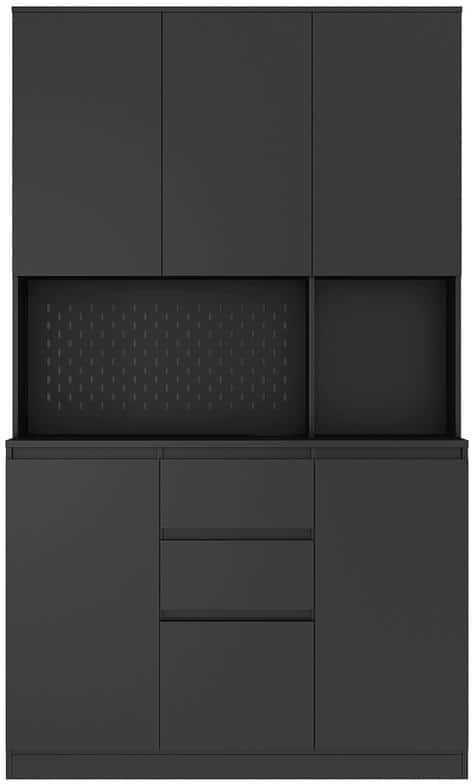 43.66 in. W x 15.74 in. D x 74.00 in. H Black Freestanding Linen Cabinet with 6-Doors, 4-Shelves and 2-Drawers