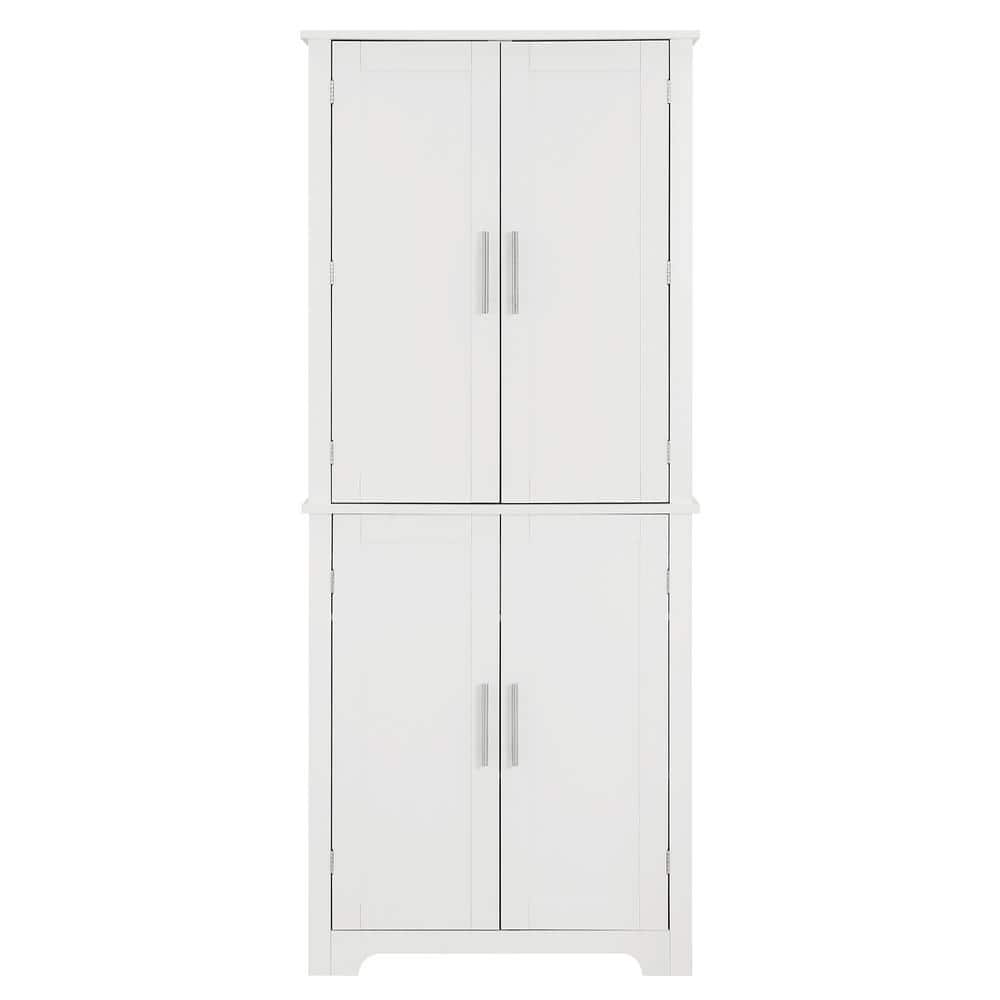 cadeninc 28.15 in. W x 15 in. D x 97 in. H Bathroom Storage Cabinets with Doors and Open Shelves, White