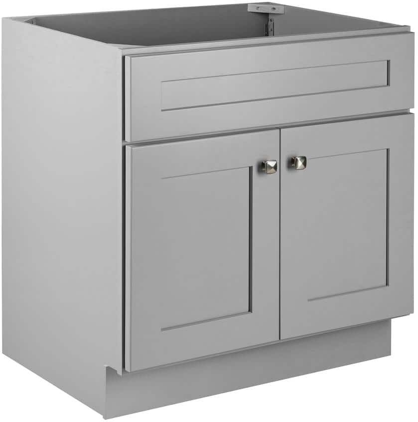 Design House Brookings Plywood 30 in. W x 21 in. D 2-Door Shaker Style Bath Vanity Cabinet Only in Gray (Ready to Assemble)