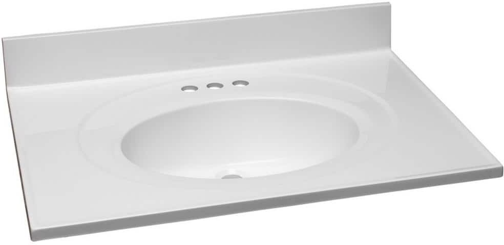 Design House 31 in. W x 22 in. D Cultured Marble Vanity Top in Solid White with Solid White Basin