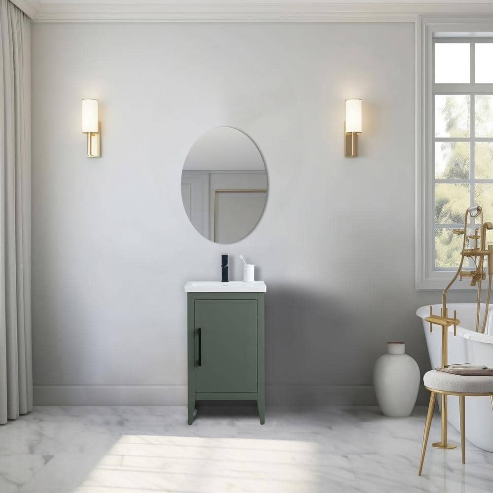 Vanity Art 20 in. W x 15.8 in D x 34 in. H Single Sink Bathroom Vanity Cabinet in Vintage Green with Ceramic Top