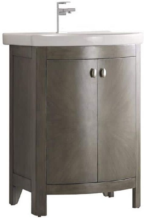 Fresca Niagara 24 in. W Traditional Bathroom Vanity in Antique Silver with Vanity Top in White with White Basin