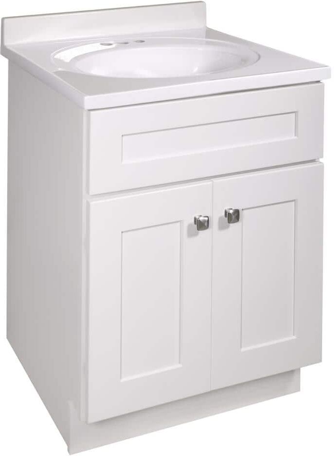 Design House 24 in. W x 21 in. D x 31.5 in. H 2-Door Bath Vanity Side Cabinet in Wh with Solid Wh CM Vanity Top (Ready to Assemble)