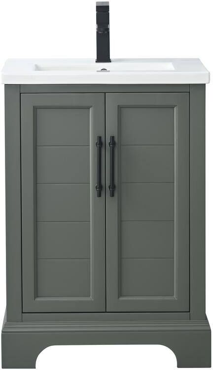 Vanity Art Vannes 24 in. W x 18 in. D x 34.5 in. H Single Sink Bathroom Vanity in Vintage Green with Ceramic Top