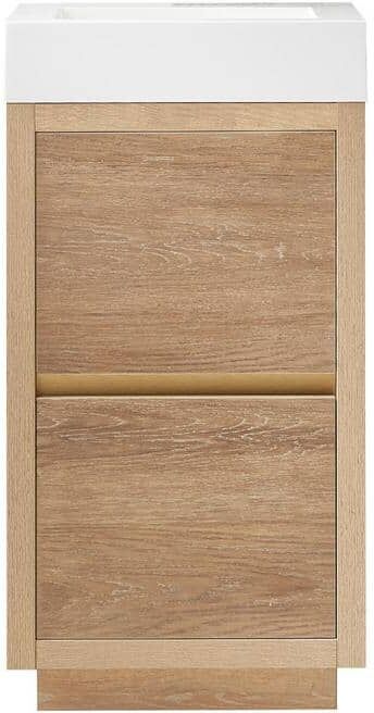 ROSWELL Palencia 18 in. W x 18 in. D x 33.9 in. H Bath Vanity in North American Oak with White Composite Integral Sink and Top