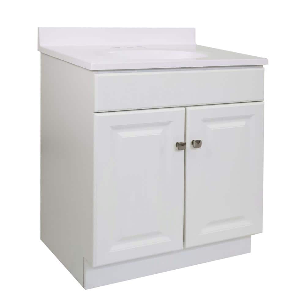 Design House Wyndham 30 in. 2-Door Bathroom Vanity in White with Cultured Marble Solid White Top (Ready to Assemble)
