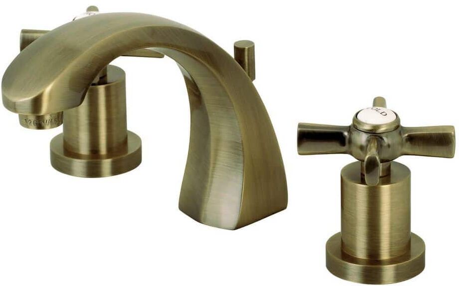 Kingston Millennium 8 in. Widespread 2-Handle Bathroom Faucets with Brass Pop-Up in Antique Brass