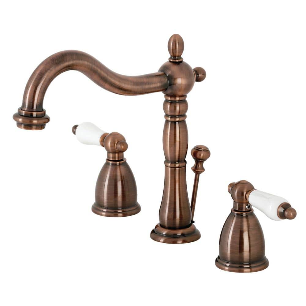 Kingston Heritage 8 in. Widespread 2-Handle Bathroom Faucet in Antique Copper