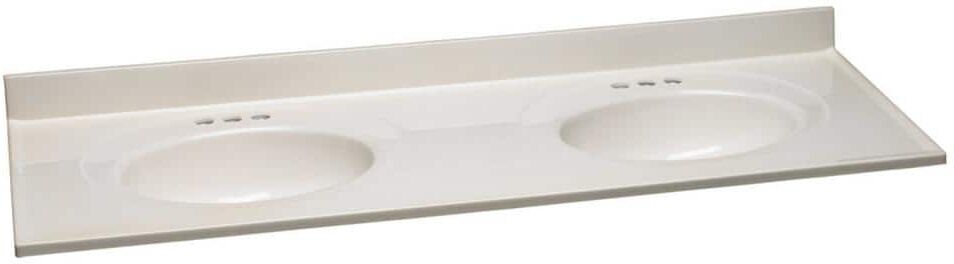 Design House 61 in. W Cultured Marble Vanity Top in White on White with White on White Double Bowl