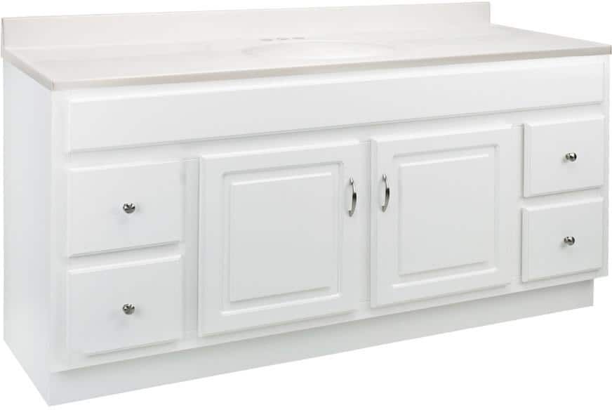 Design House Concord 61 in. x 22 in. x 34.88 in. Bath Vanity in White with White Cultured Marble Vanity Top with Single White Basin