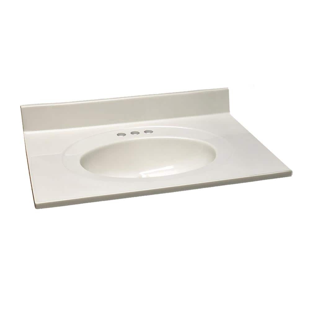 Design House 31 in. W x 22 in. D Cultured Marble Vanity Top in White with White on White Bowl