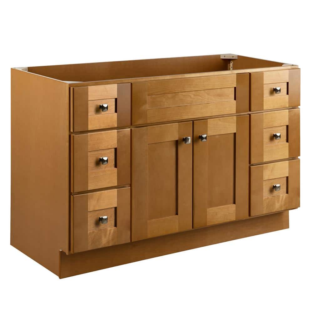 Design House Brookings RTA Plywood 48 in. W x 21 in. D x 31.5 in. H 2-Door 6-Drawer Shaker Bath Vanity Cabinet without Top in Birch