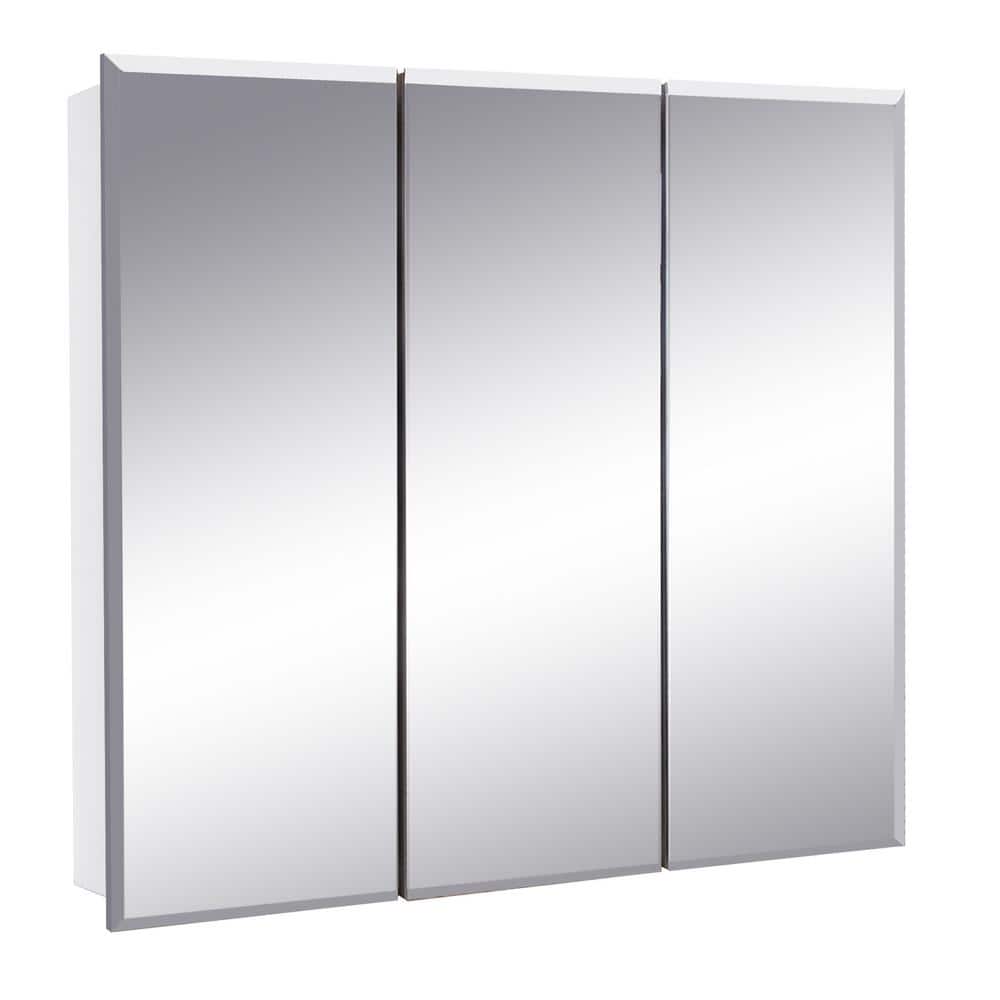 Design House Cyprus 25.1 in. W x 24.5 in. H Assembled Frameless Tri-View Recessed/Surface Mount Medicine Cabinet with Mirrors
