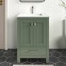 HOMEVY STUDIO Anneliese 24 in. W x 21 in. D x 35 in. H Single Sink Freestanding Bath Vanity in Forest Green with White Quartz Top