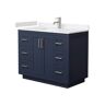 Wyndham Collection Miranda 42 in. W Single Bath Vanity in Dark Blue with Cultured Marble Vanity Top in Light-Vein Carrara with White Basin