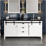 Eviva Dallas 72 in. W x 22 in. D x 34 in. H Double Bath Vanity in White with Black Granite Top with Black Sinks