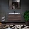 WOODBRIDGE NJ 36 in. W x 18.875 in. D x 19.63 in. H Single Sink Floating Bath Vanity in Grey Oak with White Resin Top