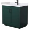 Wyndham Collection Miranda 36 in. W x 22 in. D x 33.75 in. H Single Bath Vanity in Green with White Cultured Marble Top