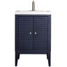 James Martin Vanities Linden 23.6 in. W x 18.1 in. D x 35.5 in. H Bath Vanity in Navy Blue with White Glossy Top