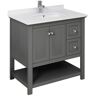 Fresca Manchester Regal 36 in. W Bathroom Vanity in Gray Wood with QuartzStone Vanity Top in White with White Basin