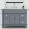 HOMEVY STUDIO Dorian 48 in. W x 22 in. D x 35.63 in. H Single Sink Freestanding Bath Vanity in Charcoal Gray with Carrara Marble Top