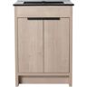 Quality Durable 24 in. W x 18.5 in. D x 34 in. H Freestanding Bath Vanity in Plain Light Oak with Black Ceramic Sink Top