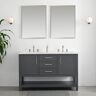 SUDIO Arlo 54 in. W x 22 in. D x 34 in. H Bath Vanity in Dark Gray with Engineered Stone Top in Ariston White with White Sinks