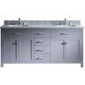 Virtu USA Caroline 72 in. W Bath Vanity in Gray with Marble Vanity Top in White with Square Basin