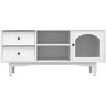 47.24 in. W x 15.75 in. D x 21.65 in. H White Linen Cabinet with Drawers, Open Shelves and Glass Door