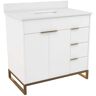 COSMO LIVING Leona 36 in. W x 22 in. D x 38 in. H Single Sink Bath Vanity in White with White Engineered Stone Composite Top