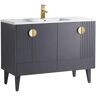 FINE FIXTURES Venezian 48 in. W x 18.11 in. D x 33 in. H Bathroom Vanity Side Cabinet in Rock Gray with White Ceramic Top