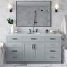 ARIEL Hepburn 67 in. W x 22 in. D x 36 in. H Freestanding Bath Vanity in Grey with Carrara White Marble Top