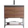 FINE FIXTURES Urbania 30 in. W x 18.5 in. D x 33.5 in. H Bath Vanity in Walnut with Ceramic Vanity Top in White with White Basin