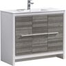 Fresca Allier Rio 40 in. Modern Bathroom Vanity in Ash Gray with Ceramic Vanity Top in White