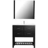 Santa Monica 36 in. W x 18 in. D Bath Vanity in Black with Ceramic Vanity Top in White with White Basin and Mirror