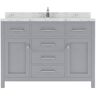 Virtu USA Caroline 48 in. W x 22 in. D x 35 in. H Single Sink Bath Vanity in Gray with Quartz Top