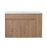 Premium Quality 30 in. W x 18.31 in. D x 19.7 in. H Floating Bath Vanity in Imitative Oak with White Ceramic Top