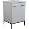 Bellaterra Home 25 in. W x 22 in. D Single Bath Vanity in White with Quartz Vanity Top in White with White Oval Basin