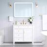 ANGELES HOME 36 in. W x 22 in. D x 35 in. H Solid Wood Freestanding Bath Vanity in White with Carrera White Quartz Top