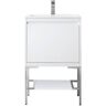 James Martin Vanities Milan 23.6 in. W x 18.1 in. D x 36 in. H Bathroom Vanity in Glossy White with Glossy White Composite Top