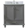 SUDIO Melissa 30 in. W x 22 in. D Bath Vanity in Grain Gray with Carrara White Engineered Stone Vanity Top with White Sink