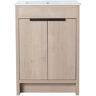 Quality Durable 24 in. W x 18.5 in. D x 34 in. H Freestanding Bath Vanity in Plain Light Oak with White Ceramic Sink Top