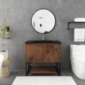 Allen 36 in. W x 19 in. D x 33.5 in. H Freestanding Bathroom Vanity in Rose Wood with Black Solid Surface Top