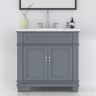 HOMEVY STUDIO Dorian 36 in. W x 22 in. D x 35.63 in. H Single Sink Freestanding Bath Vanity in Charcoal Gray with Carrara Marble Top