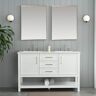 SUDIO Arlo 54 in. W x 22 in. D x 34 in. H Bath Vanity in White with Engineered Stone Top in Ariston White with White Sinks